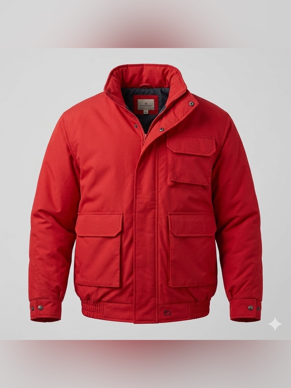 Woolrich Red Utility Field Jacket Bomber Coat Full Zip Pockets. Large